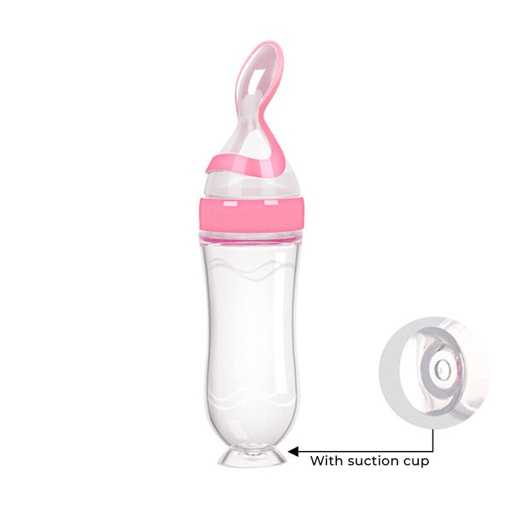 Soft Silicone Baby Spoon Feeder | BPA-Free Leak-Proof Feeding Bottle