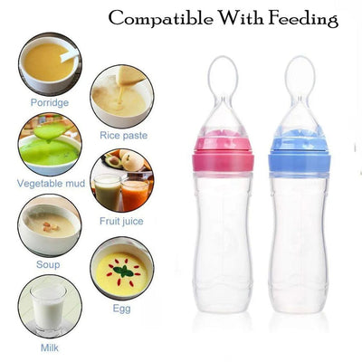 Soft Silicone Baby Spoon Feeder | BPA-Free Leak-Proof Feeding Bottle